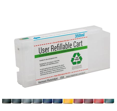 Single Refillable Cartridges for Epson Stylus Pro 7890, 7900, 9890, 9900 - Reset Chips - select Color