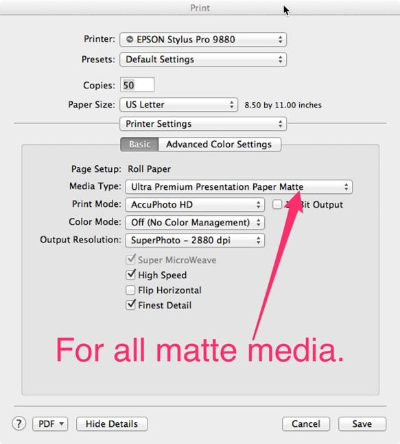 Epson Printer Settings