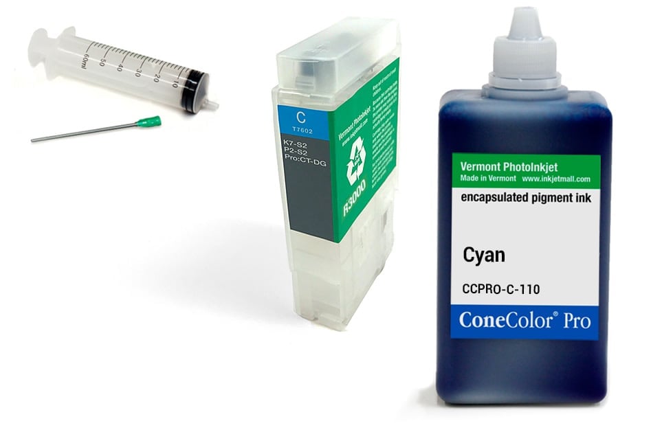 ConeColor Pro 110ml Ink &amp; R3000 Refillable Cartridge, Cyan