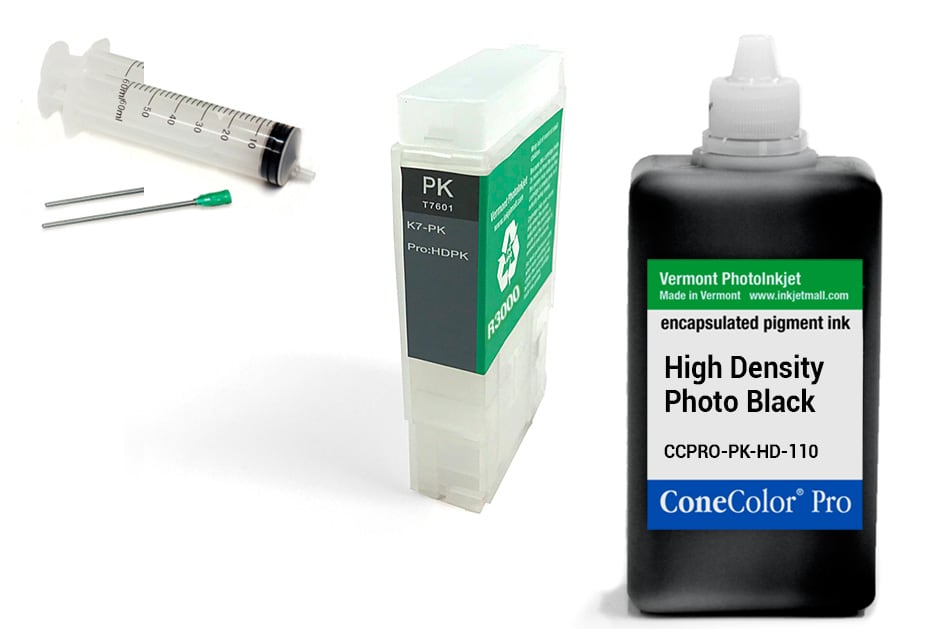 [CCP-R3000-V2-110-HDPK-KIT] ConeColor Pro 110ml Ink &amp; R3000 Refillable Cartridge, HD Photo Black
