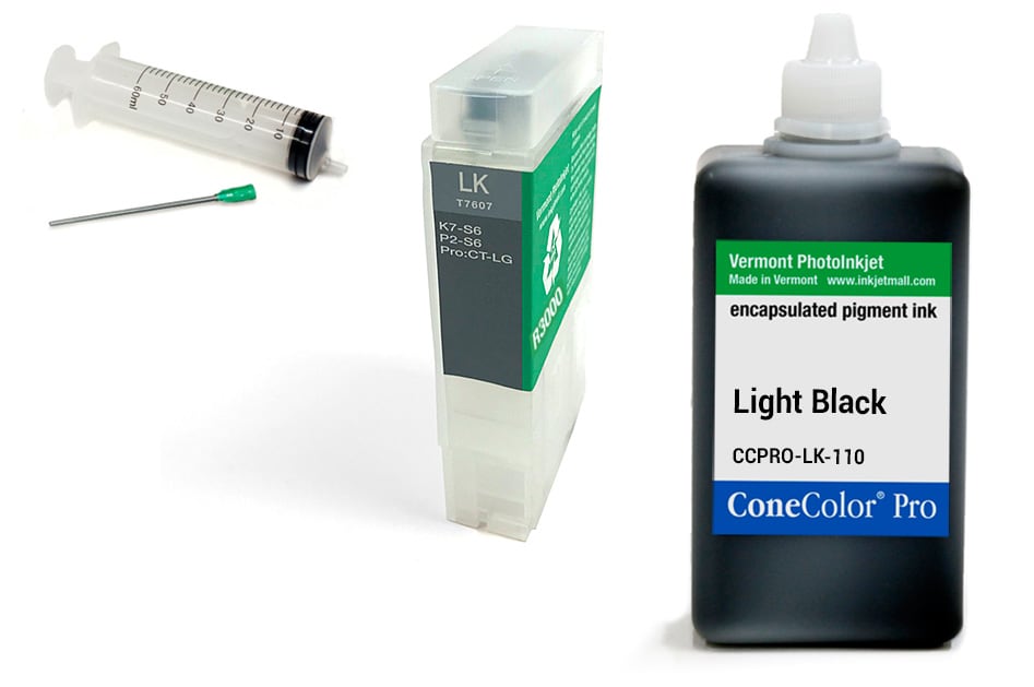 ConeColor Pro 110ml Ink &amp; R3000 Refillable Cartridge, Light Black