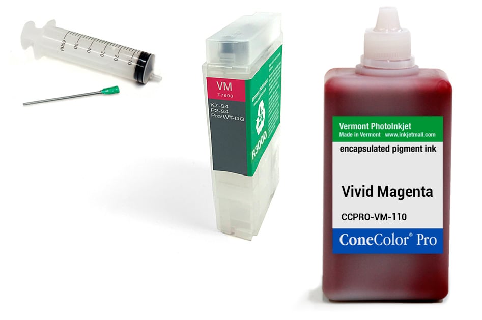 [CCP-R3000-V2-110-VM-KIT] ConeColor Pro 110ml Ink &amp; R3000 Refillable Cartridge, Vivid Magenta