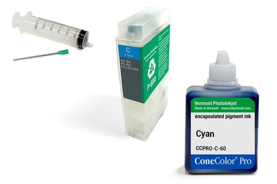 ConeColor Pro 60ml Ink &amp; R3000 Refillable Cartridge, Cyan