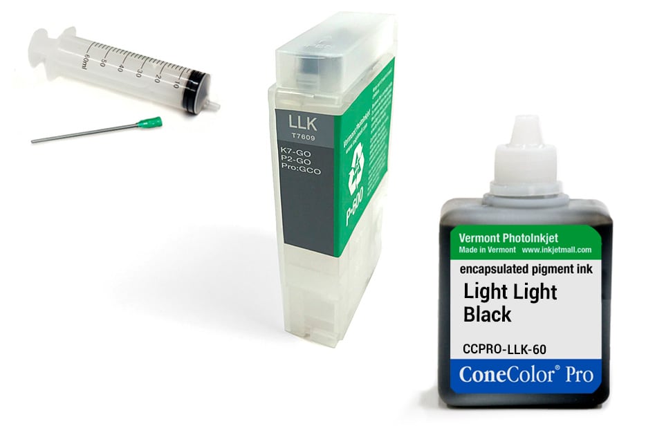 ConeColor Pro 60ml Ink &amp; R3000 Refillable Cartridge, Light Light Black