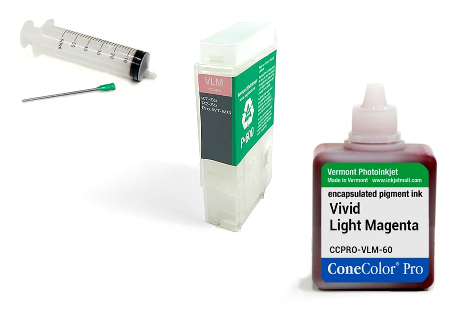 [CCP-R3000-V2-60-VLM-KIT] ConeColor Pro 60ml Ink &amp; R3000 Refillable Cartridge, Vivid Light Magenta