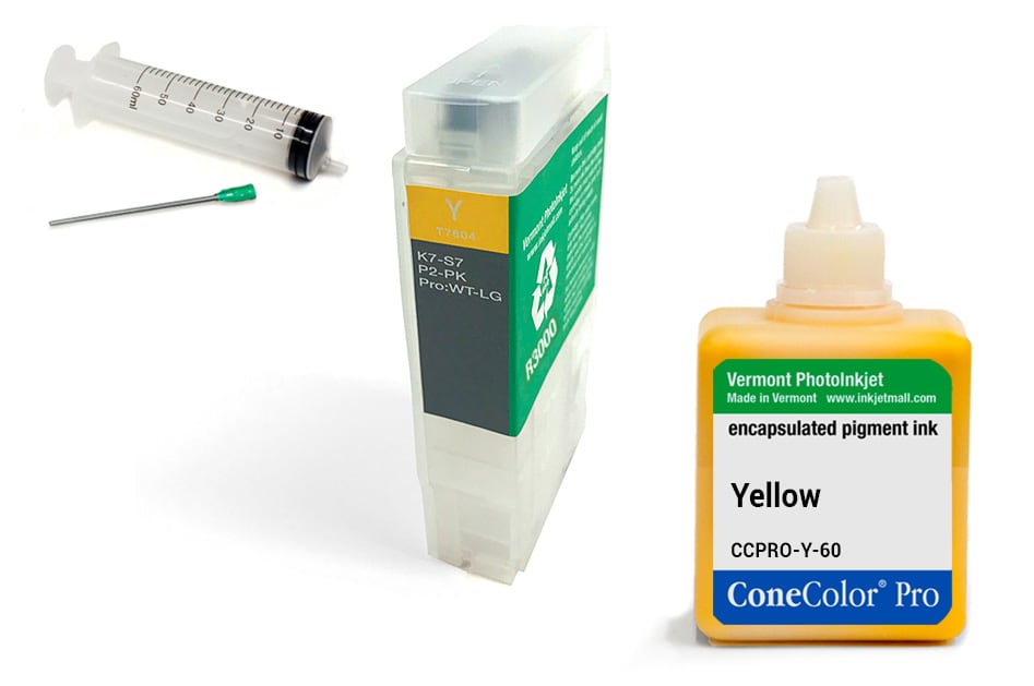 ConeColor Pro 60ml Ink &amp; R3000 Refillable Cartridge, Yellow