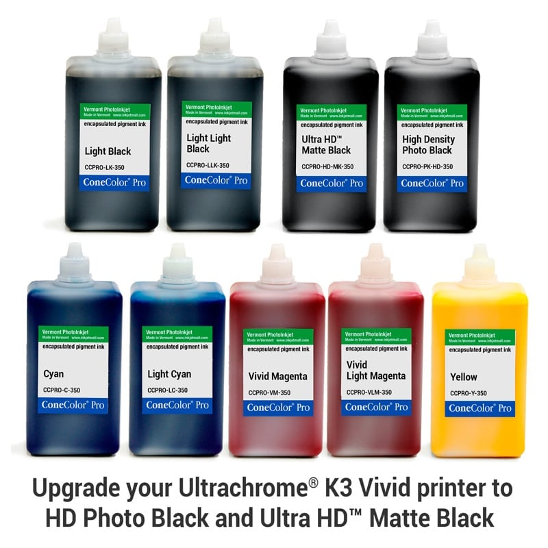 ConeColor Pro K3 Vivid, Set of 9 Inks, (HD Enhanced), 350ml