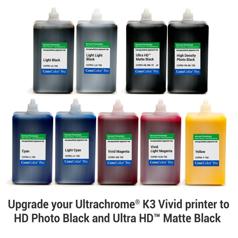 [CCPRO-K3V-HD-700-SET9] ConeColor Pro K3 Vivid, Set of 9 Inks, (HD Enhanced), 700ml