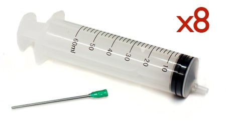 Eight inkjet filling syringes