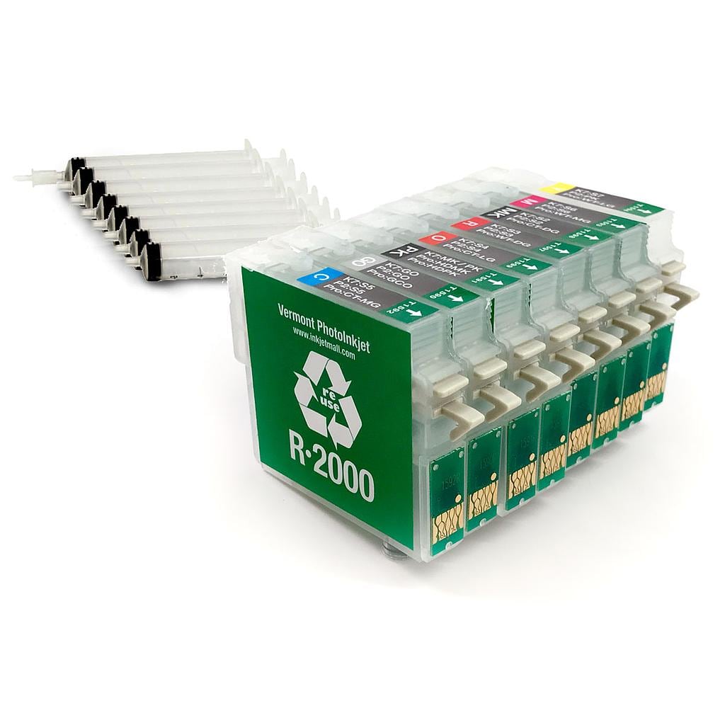 Refillable Cartridge - Epson R2000 - Set 8 with syringes