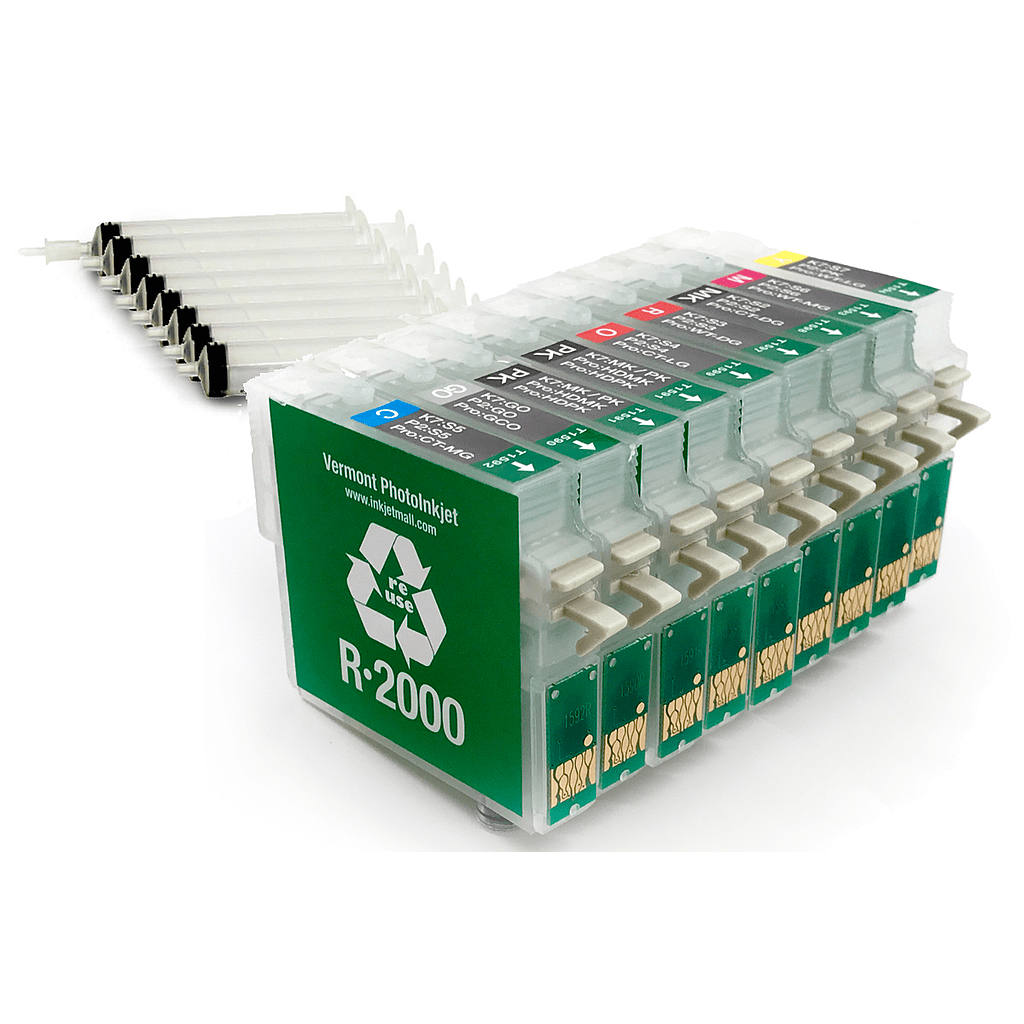 Refillable Cartridge - Epson R2000 - Set 9 with syringes