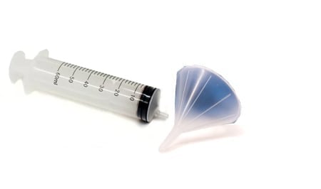 Refillable Cartridge Funnel and priming syringe, 60mL