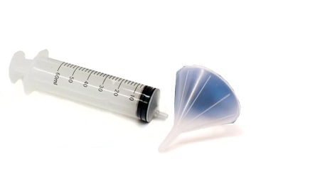 Refillable Cartridge Funnel and priming syringe