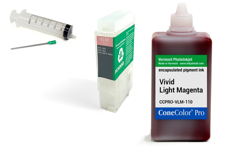 [CCP-R3000-V2-110-VLM-KIT] ConeColor Pro 110ml Ink &amp; R3000 Refillable Cartridge, Vivid Light Magenta