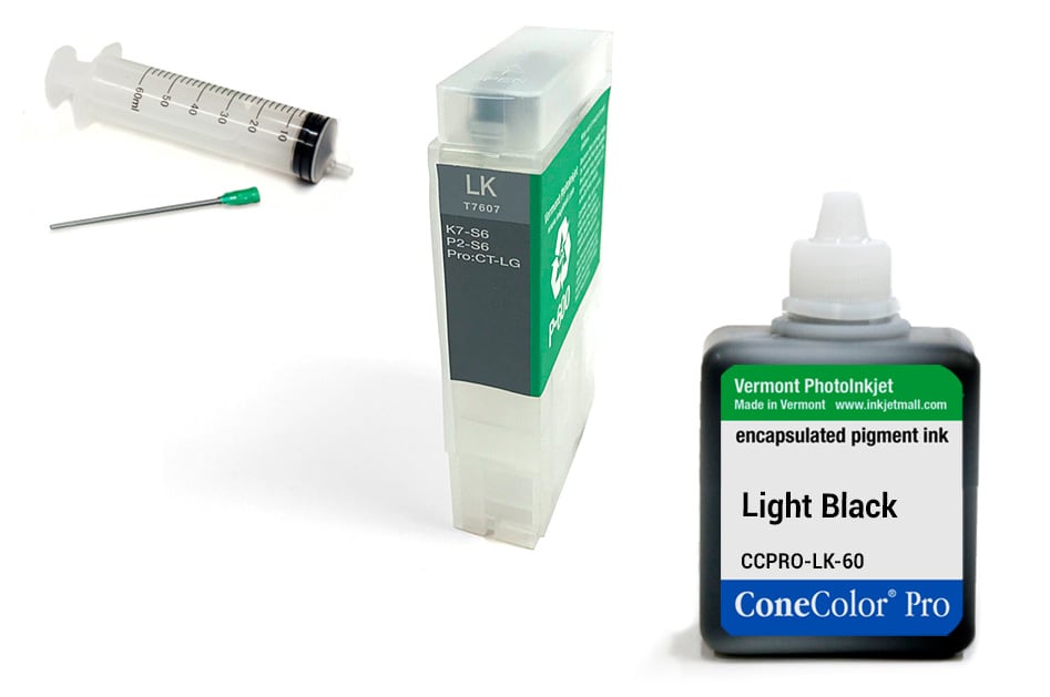 [CCP-R3000-V2-60-LK-KIT] ConeColor Pro 60ml Ink &amp; R3000 Refillable Cartridge, Light Black