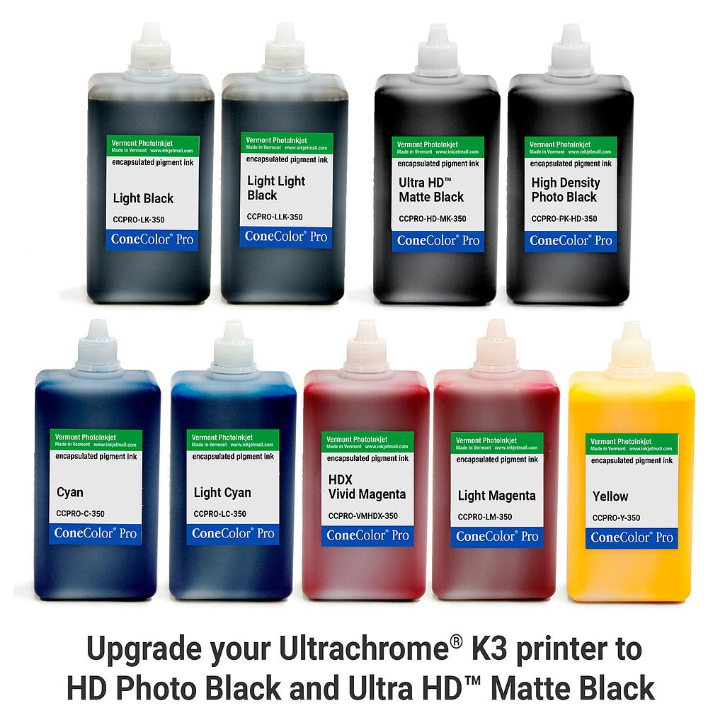 [CCPRO-K3-HD-350-SET9] ConeColor Pro K3, Set of 9 Inks, (HD Enhanced), 350ml