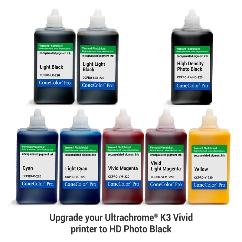 [CCPRO-K3V-HD-220-SET8P] ConeColor Pro K3 Vivid, Set of 8 Inks, (HD PK), 220ml