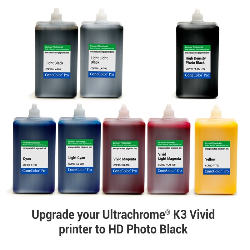 [CCPRO-K3V-HD-700-SET8P] ConeColor Pro K3 Vivid, Set of 8 Inks, (HD PK), 700ml