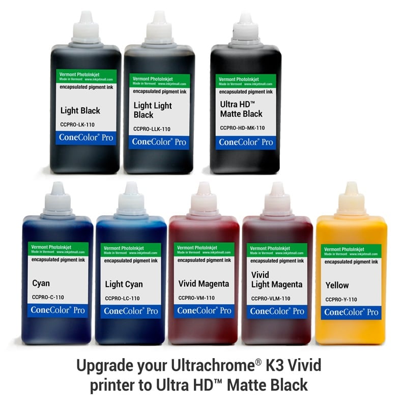 [CCPRO-K3V-HD-110-SET8M] ConeColor Pro K3 Vivid, Set of 8 Inks, (UltraHD™ MK), 110ml