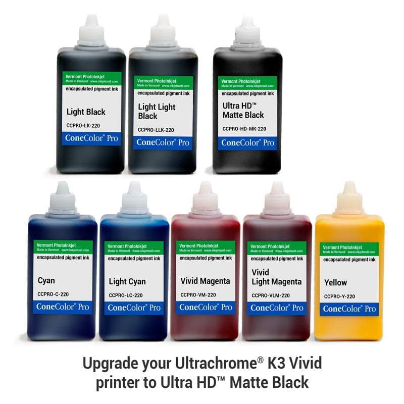 [CCPRO-K3V-HD-220-SET8M] ConeColor Pro K3 Vivid ink set 8, (UltraHD™ MK), 220ml