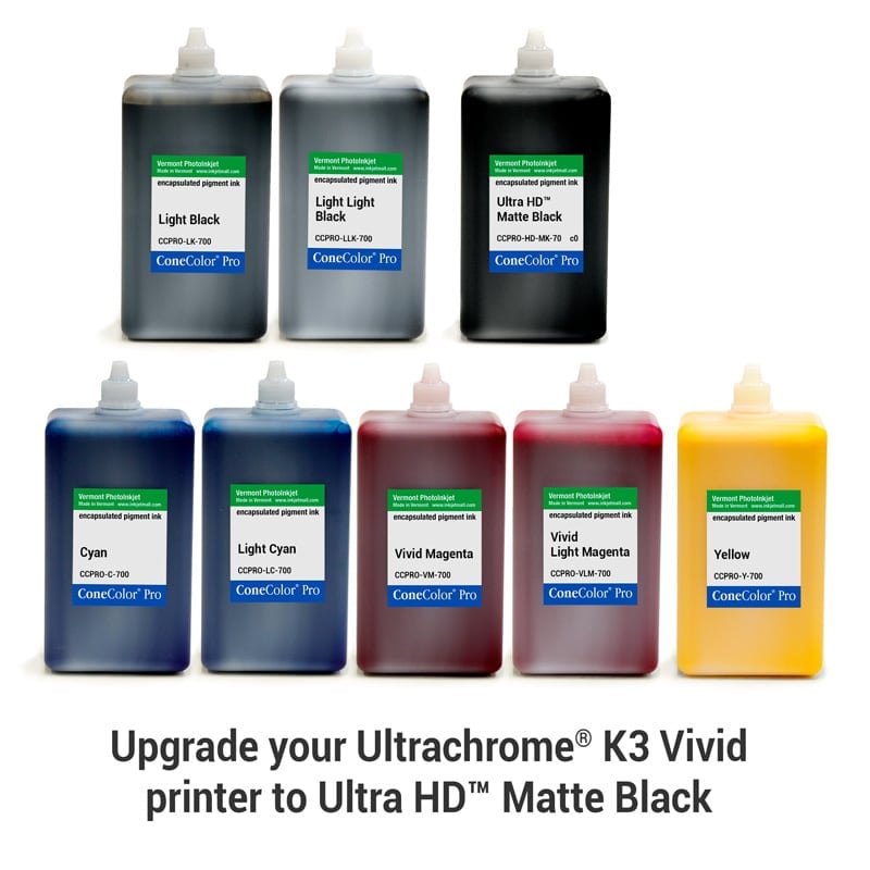 [CCPRO-K3V-HD-700-SET8M] ConeColor Pro K3 Vivid ink set 8, (UltraHD™ MK), 700ml