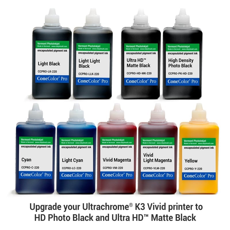 [CCPRO-K3V-HD-220-SET9] ConeColor Pro K3 Vivid, Set of 9 Inks, (HD Enhanced), 220ml