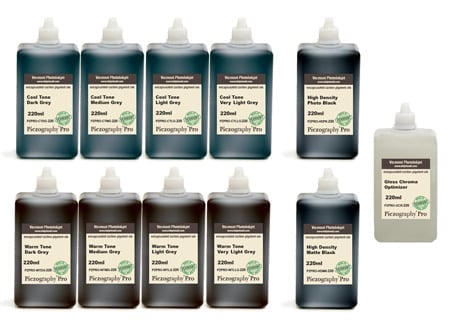 [PZPRO-220-SET11] Piezography Pro, BW Toning system, 220ml, Set of 11 Inks (matte &amp; glossy)