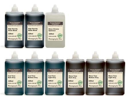 [PZPRO-220-SET9] Piezography Pro, BW Toning system, 220ml, Set of 9 Inks (matte &amp; glossy)