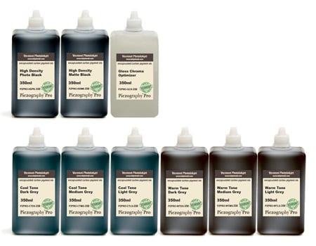 [PZPRO-350-SET9] Piezography Pro, BW Toning system, 350ml, Set of 9 Inks (matte &amp; glossy)