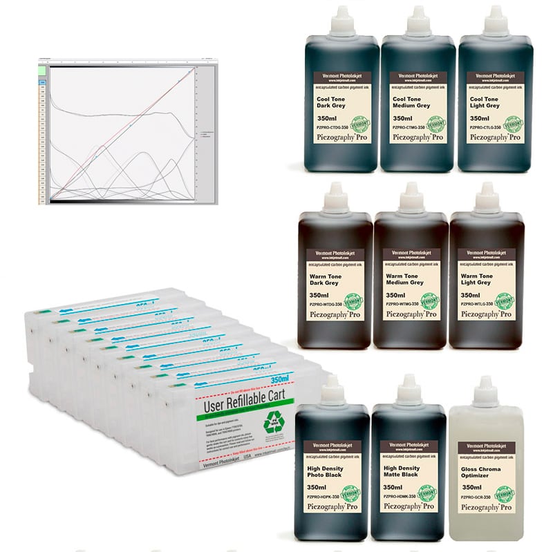 [PZPRO-7890-350-KIT9] Pro 7890, 9890 - Piezography Pro Complete Print &amp; Digital Negative System, 350ml