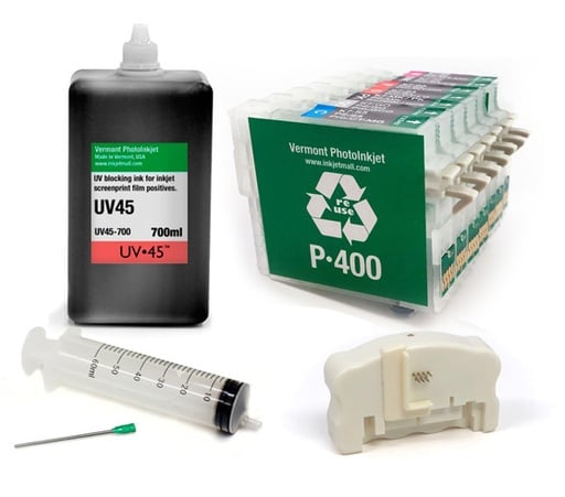 [UV45-P400-Screen-Print-Kit] Epson SureColor P400 UV45 All Channels Black Ink Screen Print Kit