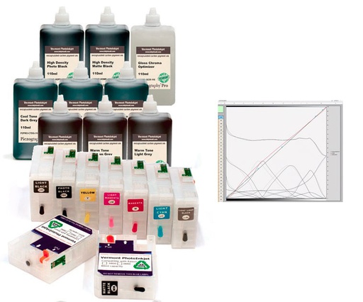 [PZPRO-3800-220-KIT9] Pro 3800 - Piezography Pro Complete Print &amp; Digital Negative System, 220ml